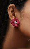 3D FLORAL STUDS - BLUE