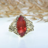 Gold ring with orange Oregon sunstone