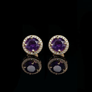 Round Cut Amethyst Stud