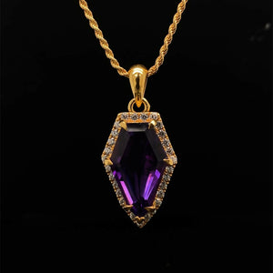 Coffin Cut Amethyst and Diamonds