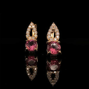 Round Cut Rhodolite and Diamond