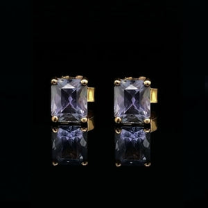 Radiant Cut Tnzanite Stud